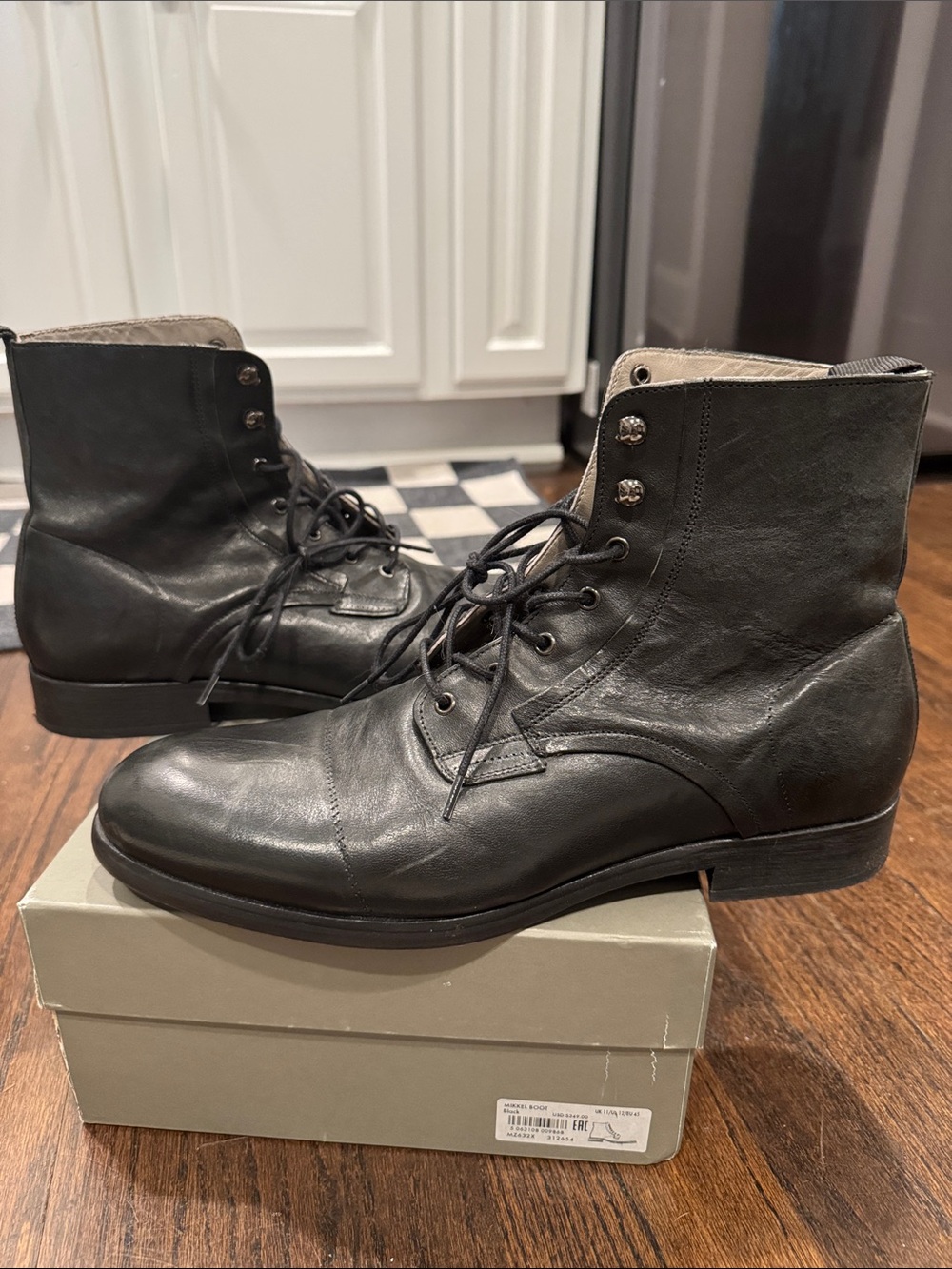 Allsaint’s Men's Black Leather Lace-Up Mikkel Boots